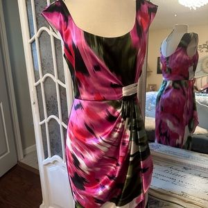 Maggy London cocktail wiggle dress vintage-y mad men floral watercolor